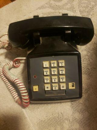 Black At&t Retro Vintage Phone Push Button Desk Telephone.  Decorative Cord.