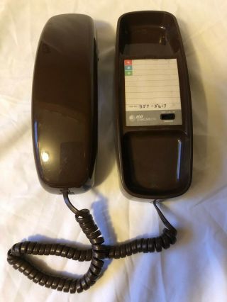 Vintage At&t Chocolate Brown Trimline Touch Tone Phone 80s - Fair Cond