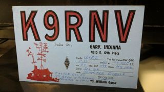 Amateur Ham Radio Qsl Postcard K9rnv William Gacsy 1960 Gary Indiana