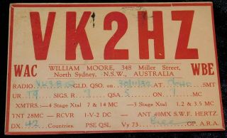 1932 Radio Qsl Card - Vk2hz - North Sydney,  N.  S.  W. ,  Australia - Ham Radio