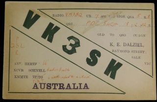 1932 Radio Qsl Card - Vk3sk -,  Victoria,  Australia - Ham Radio