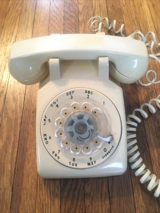 Vintage Stromberg Carlson Tan Rotary Desk Phone 500d With Long Receiver Cord