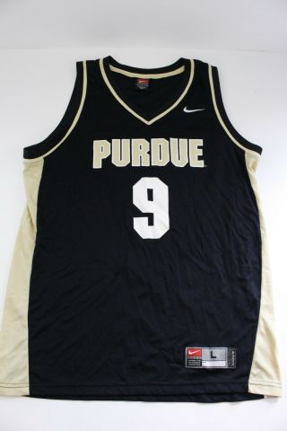 Nike Team Purdue Boilermakers 9 Basketball Black And Gold Jersey Size Large