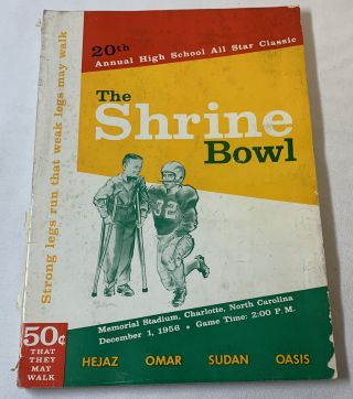 1956 Shrine Bowl Of The Carolinas Football Program High School All Star Classic