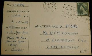 1956 RADIO QSL CARD - VK3ALY - ESSENDON,  VICTORIA,  AUSTRALIA - HAM RADIO 2