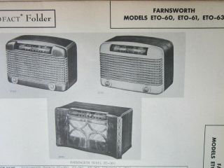 Farnsworth Et - 060,  Et - 061 & Et - 063 Radio Photofact