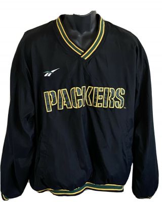 Vintage Mens Green Bay Packers Reebok Pro Line Pullover Jacket Size Xl