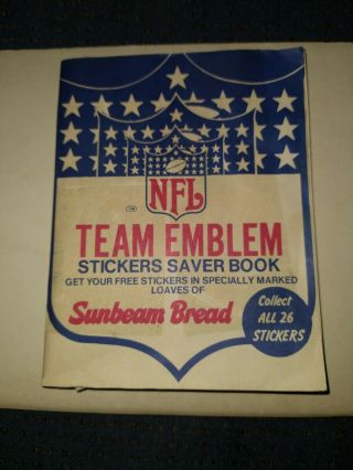 1975 Nfl Sunbeam Team Emblem Sticker Book Complete 26 Team Set Vintage Rare