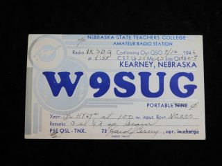 1946 Radio Qsl Card - W9sug - Kearney,  Nebraska,  U.  S.  A.  - Ham Radio