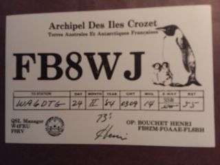 Fb8wj - Henri Bouchet - Archipel Des Ils Crozet - 1984 - Qsl