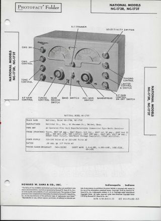 1948 Photofact National Commercial Receiver Radio Models Nc - 173r Nc - 173t 2486