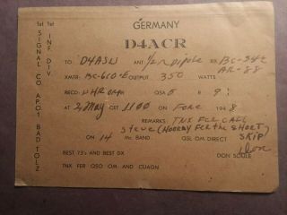 Germany - 1st Signal Co.  /1st Infantry Division - D4acr - Don Soule - 1948 - Qsl