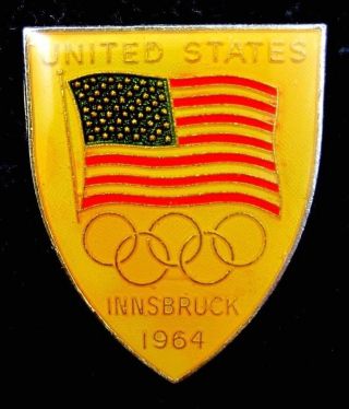1964 Innsbruck Olympic Games United States Noc Olympic Team Pin Badge Shield