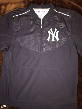 York Yankees Majestic Mlb Authentic Cool Base 1/4 Zip Pullover Jacket Small