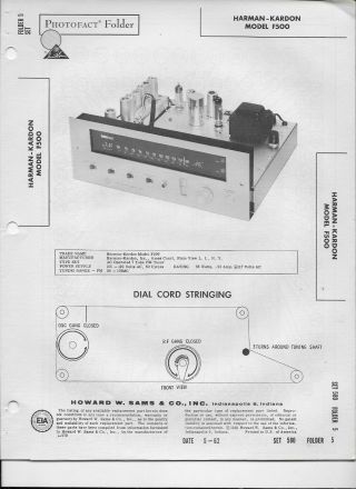 1962 Photofact Harman - Kardon Fm Tuner Receiver Radio Model F500 766