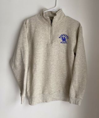 University Of Kentucky Gray 1/4 Zip Sweatshirt,  Size M,  Wildcats