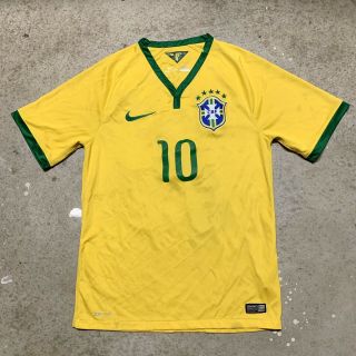 Nike Brazil 2014 World Cup Neymar Jr 10 Soccer Football Jersey Dri - Fit Small