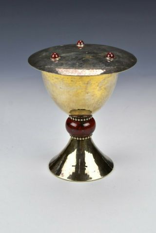French Charet Paris Sterling Silver And Enamel Chalice And Paten