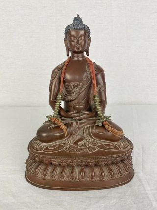 Chinese Tibetan Bronze Figure Of Amitabha Buddha For Sacred Use Very Fine 20thc