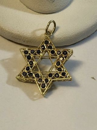 Vintage Star Of David 18K Yellow Gold Pendant With 50 Blue Sapphires 5