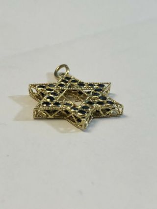 Vintage Star Of David 18K Yellow Gold Pendant With 50 Blue Sapphires 6
