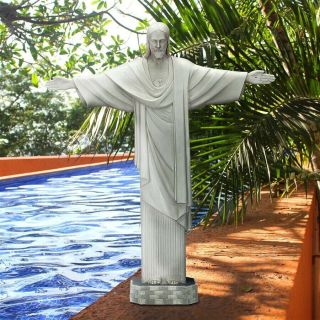 Christ The Redeemer Design Toscano Religious Statue With Antique Stone Finish