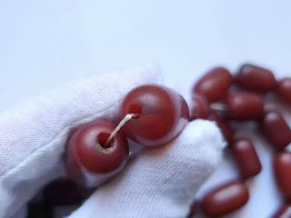 Antique Veined Cherry Amber Bakelite Faturan 33 Prayer Beads 113 grams 6