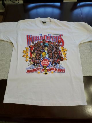 Vintage Detroit Pistons 1989 World Champs Motor City Bad Boys Shirt Men Xl