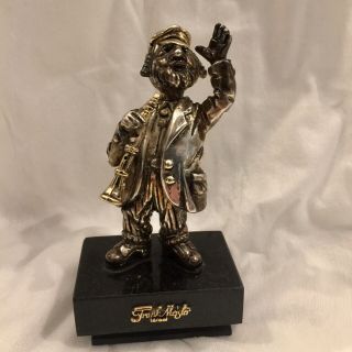 Frank Meisler Hassidic Man Playing The Flute Gold Silver Plated Figure Figurine