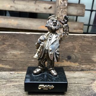 Frank Meisler Hassidic Man Playing The Flute Gold Silver Plated Figure Figurine 2