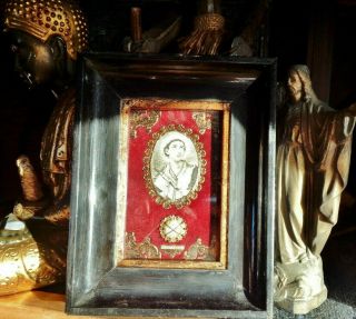 Rare Antique Reliquary With First Class Relic From Saint Charles Borromeo