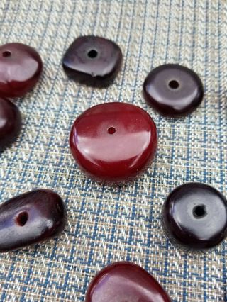 13 Large Antique Cherry Amber Faturan Bakelite Beads 235 Grams 4