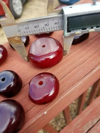13 Large Antique Cherry Amber Faturan Bakelite Beads 235 Grams 5