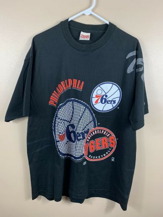 Team Rated Vintage 90s Philadelphia 76ers Sixers Shirt Single Stitch Usa Made Xl