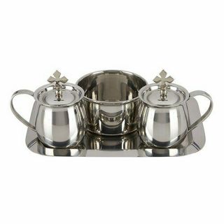 Cruet Set With Tray And Bowl,  Stainless Steel