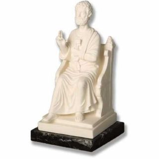 , Carrara Marble Statue Of: " St.  Peter ",  8 " Ht. ,  Chalice Co. ,