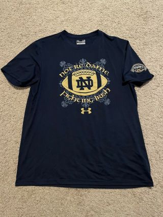 Notre Dame Football Under Armour 2014 Shamrock Series Blue Shirt Size Large Nd