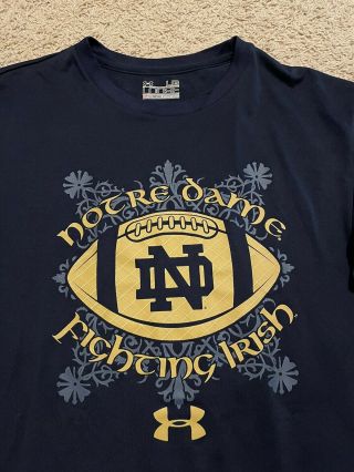 Notre Dame Football Under Armour 2014 Shamrock Series Blue Shirt Size Large ND 2
