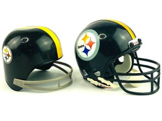 Pittsburgh Steelers Mini Helmet Set Of 2 Vtg 1974 Laich Nfl 4 " And Mini Riddell