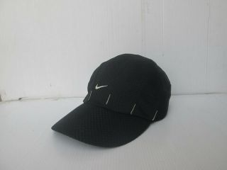 Vintage Nike 7 Panel Black Cap Hat Mesh Air Cool Adjustable