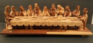 Vintage Olive Wood The Last Supper Hand Carved In Israel The Holy Land Figurines