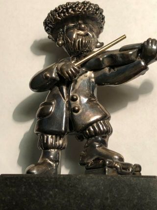 Frank Meisler Hasidic Fiddler Plaing Violin Silver Plated Figurine