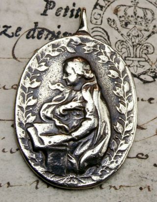 Antique Feast Of The Annunciation Saint Gabriel Blessed Virgin Mary Bronze Medal