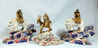 Antique Fine Porcelain Set Of 3 Deities Rare Hand Crafted Painted C Early 1900s