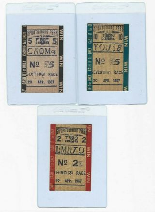 Sportsmans Park Horse Racing Betting Tickets From 1967 - Cicero,  Illinois