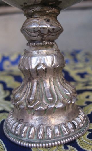 Antique Master Quality Handmade Silver Fire Offering Butter Lamp,  Nepal 2
