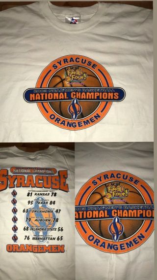 Rare Syracuse Orangemen 2003 Ncaa Basketball National Champions Xl T - Shirt