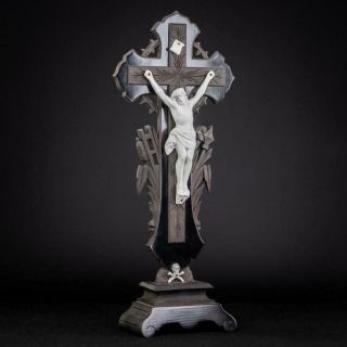 Altar Crucifix | Standing Cross Wood Carving | Crucifixion Jesus Christ | 19