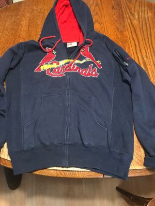 Nike Mens M St Louis Cardinals Blue Hoodie Sweatshirt Jacket Embroidered