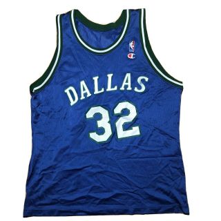 Vintage 90s Jamal Mashburn Dallas Mavericks Champion Jersey Size 48 Xl
